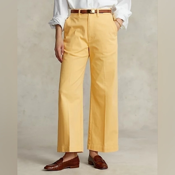 Polo Ralph Lauren Pants - Polo Ralph Lauren High-Rise Wide-Leg Yellow Pants Size‎ 8